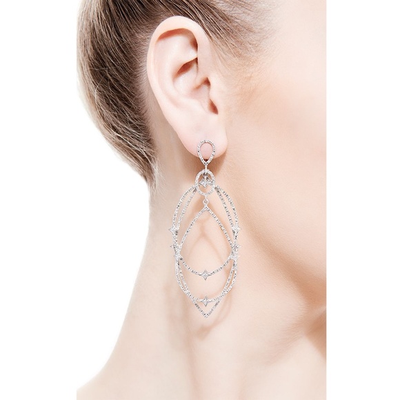 LOREE RODKIN 18K White Gold Spherical Star Drop Diamond Earrings - Picture 12 of 14